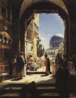 Bauernfiend, Gustav - At the Entrance to the Temple Mount, Jerusalem